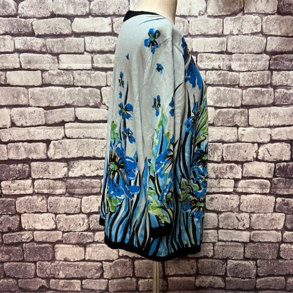 Bob Mackie Wearable Art Blue, Black & Green Cardigan Size 1X - Picture 7 of 9